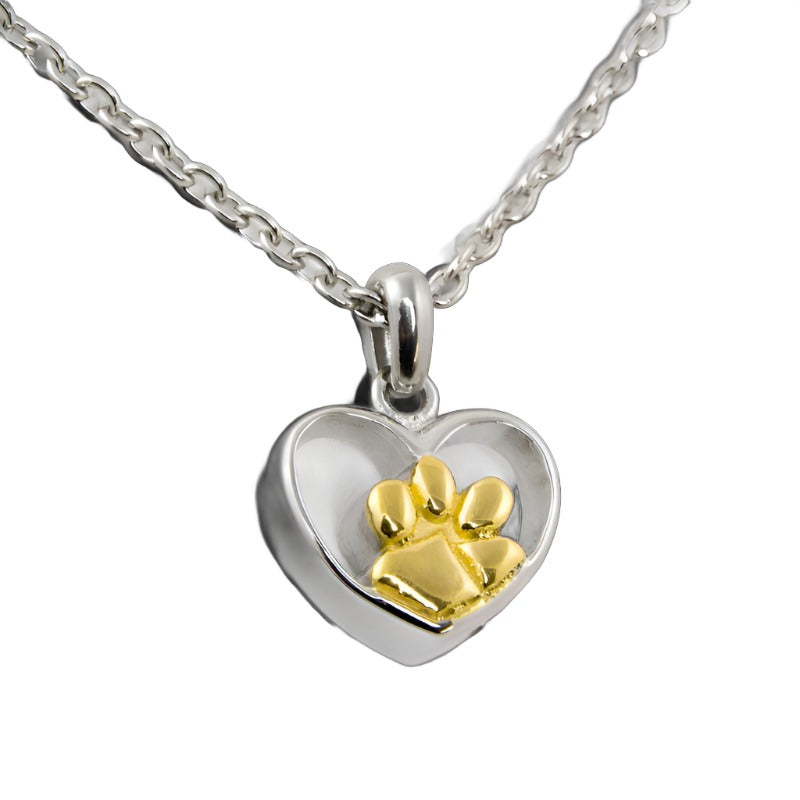 Paw Print Pendant Necklace – Heart O' Gold