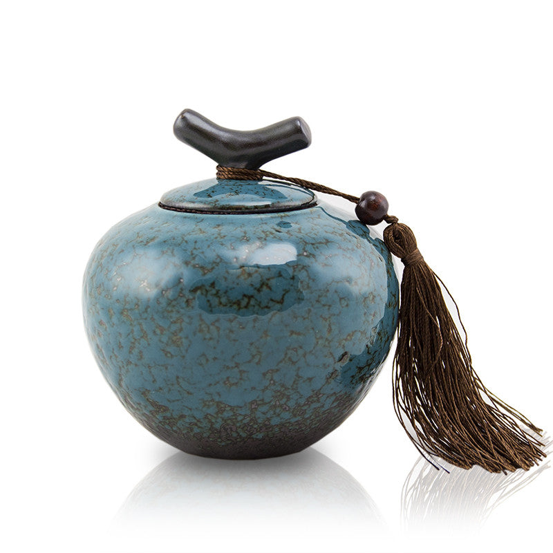 Turquoise Ceramic Cremation Urn In Extra Small