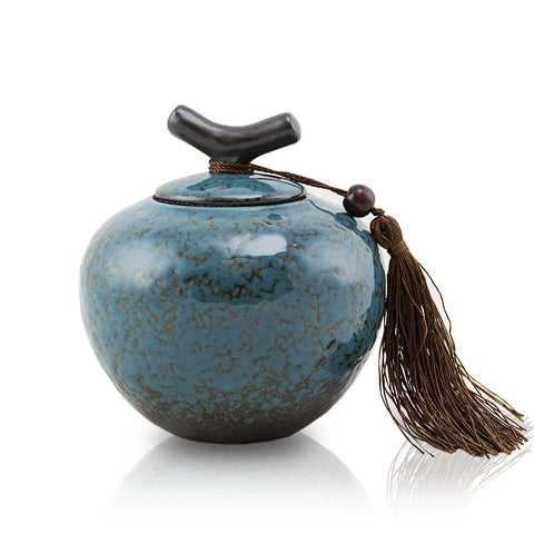 Turquoise Ceramic Cremation Urn - Extra Small